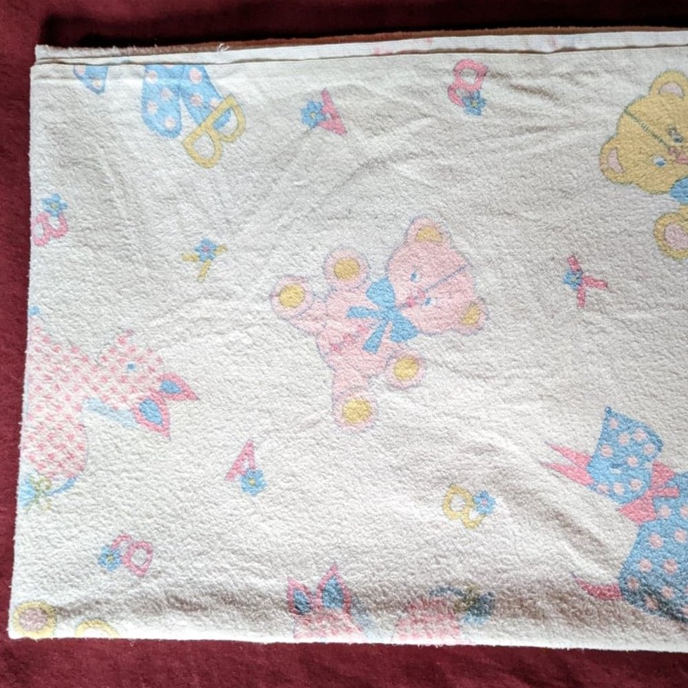 Vintage Flannel Receiving Blanket - Scotty Dogs and Teddy Bears - c mid-1970s